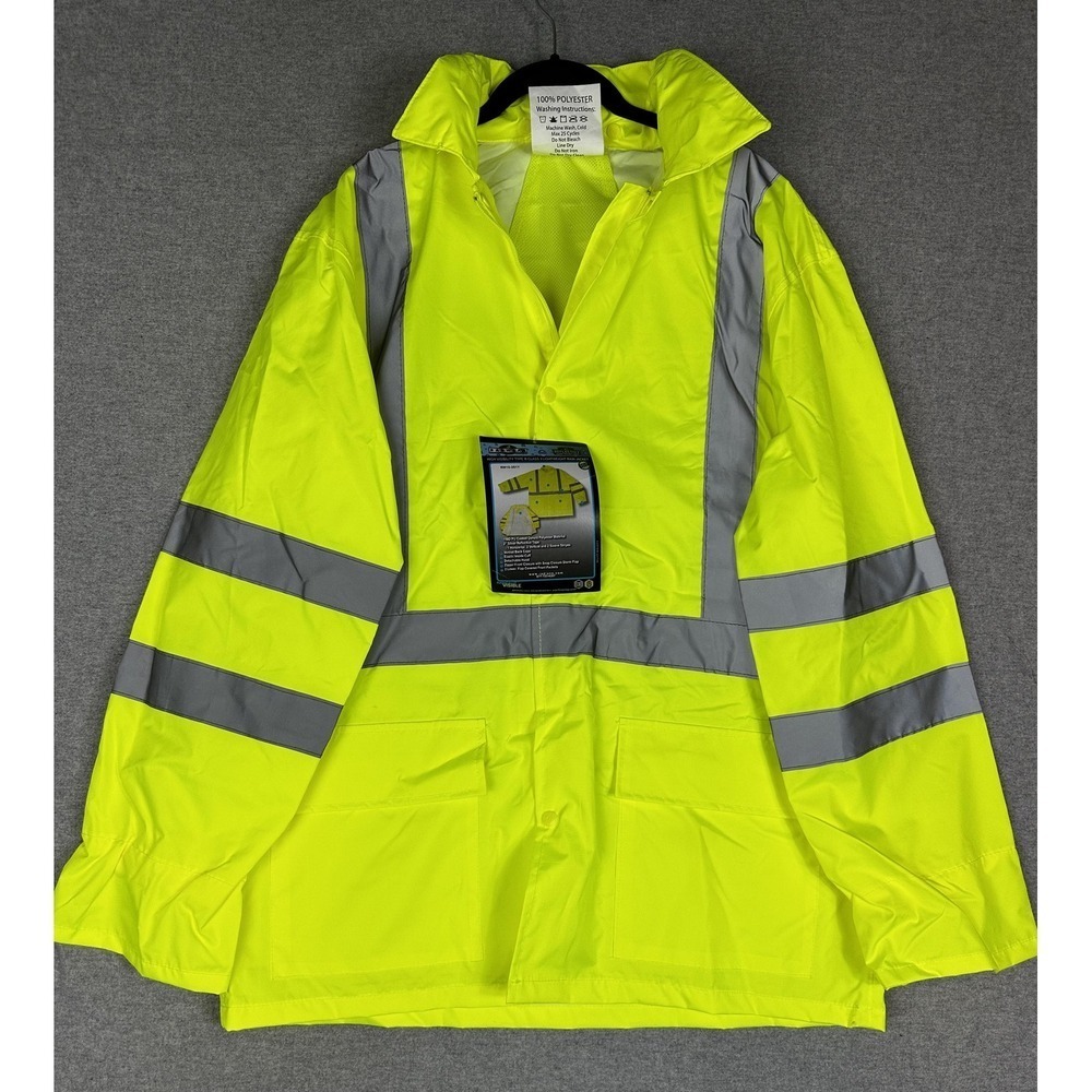 Radians Radwear Jacket Mens Medium Yellow Hi‎ Vis Class 3 Hooded Rain RW10-3S1Y